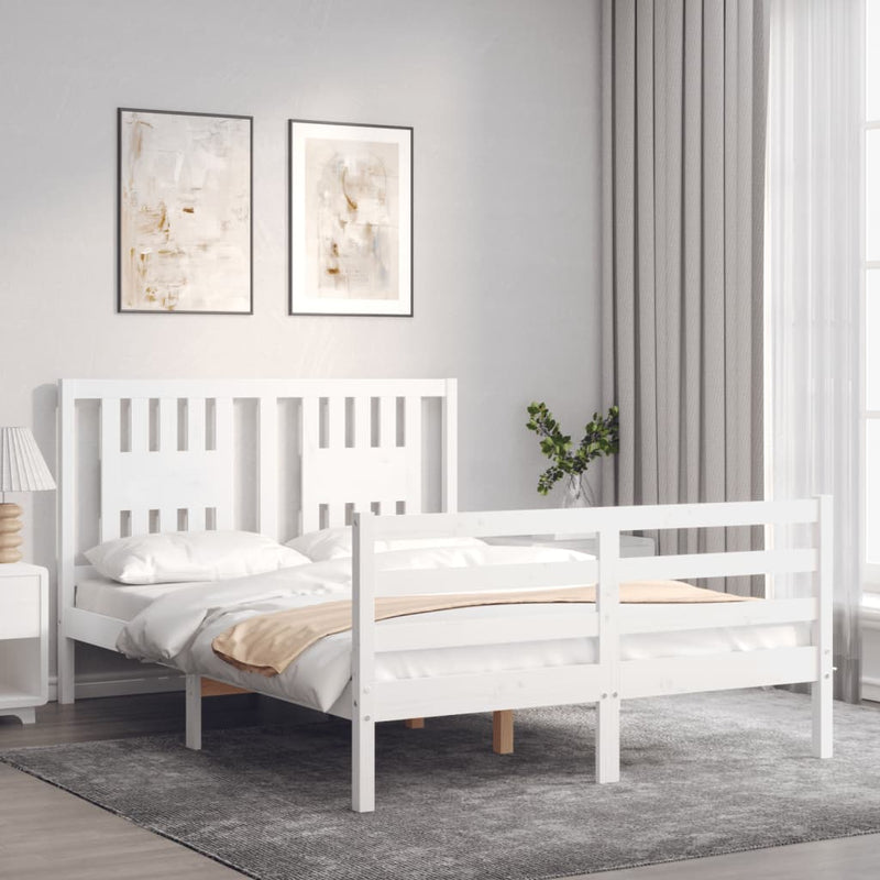 vidaXL fehér tömör fa ágykeret fejtámlával 120 x 200 cm