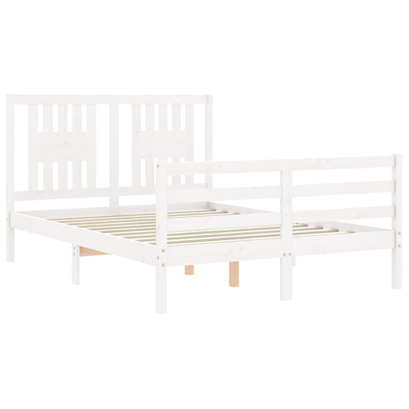 vidaXL fehér tömör fa ágykeret fejtámlával 120 x 200 cm