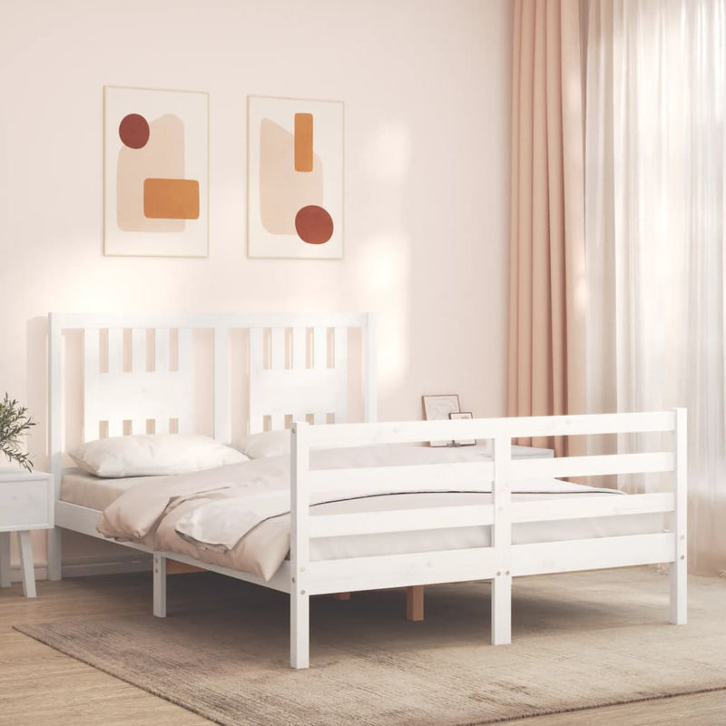 vidaXL fehér tömör fa ágykeret fejtámlával 120 x 200 cm