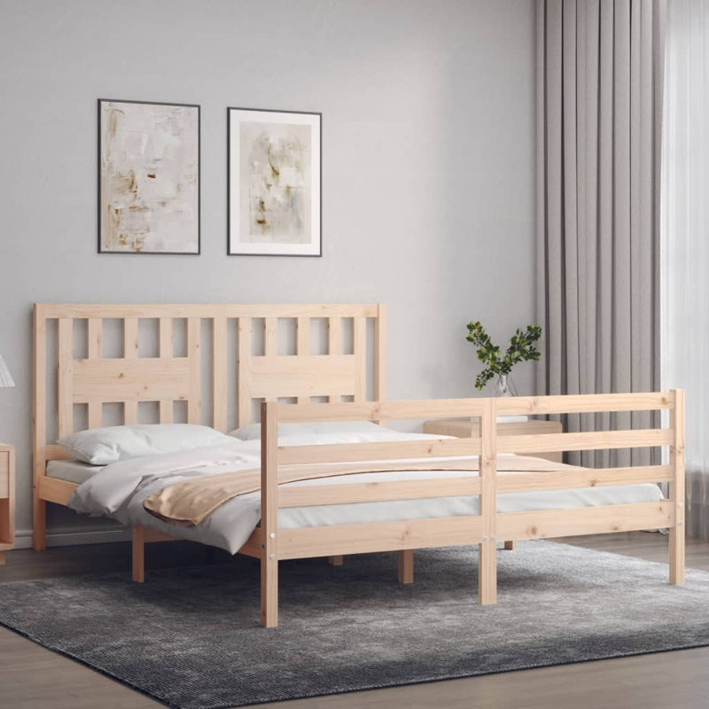 vidaXL tömör fa ágykeret fejtámlával 160 x 200 cm