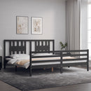 vidaXL szürke tömör fa ágykeret fejtámlával 200 x 200 cm