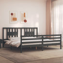 vidaXL szürke tömör fa ágykeret fejtámlával 200 x 200 cm