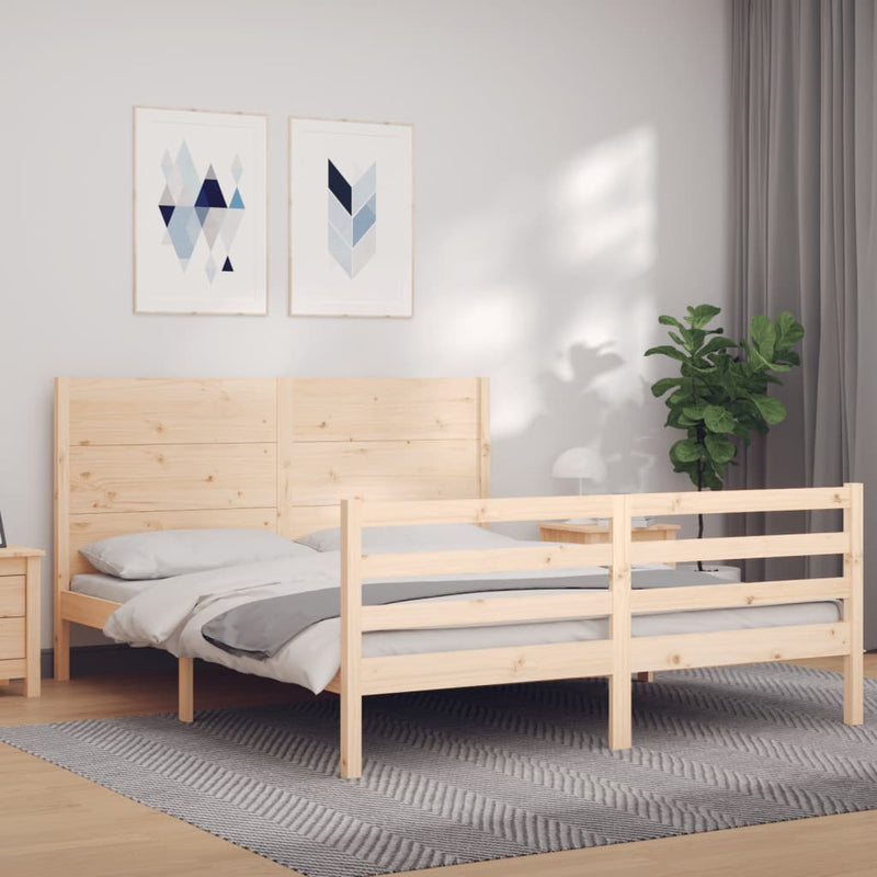 vidaXL tömör fa ágykeret fejtámlával 160 x 200 cm