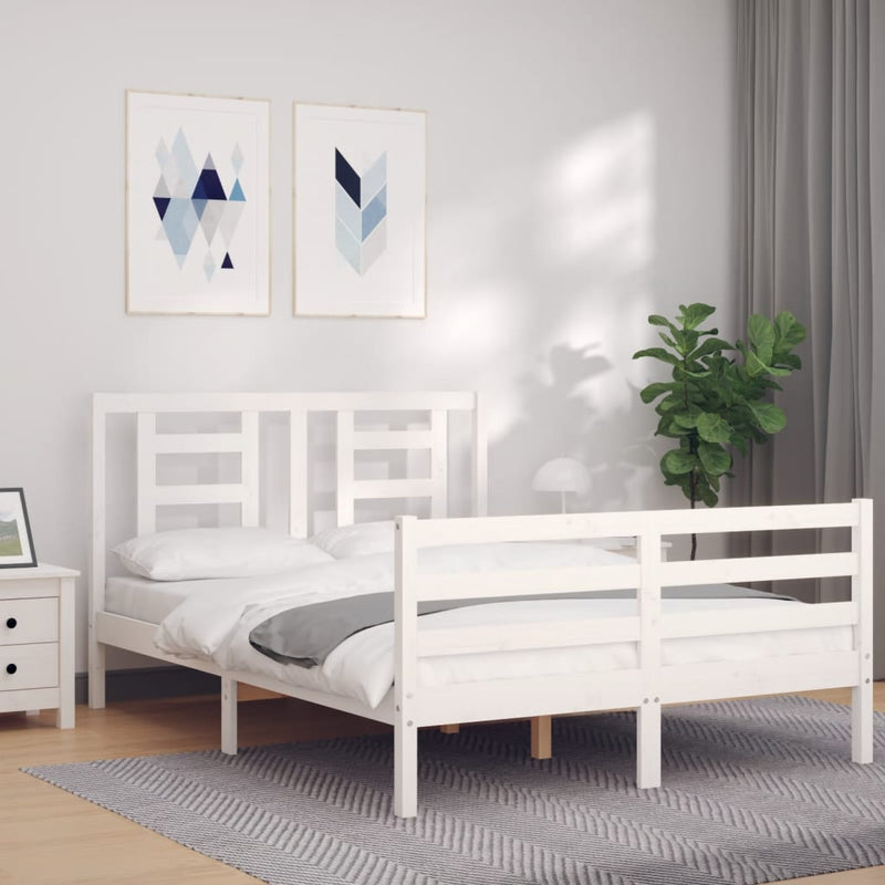 vidaXL fehér tömör fa ágykeret fejtámlával 120 x 200 cm