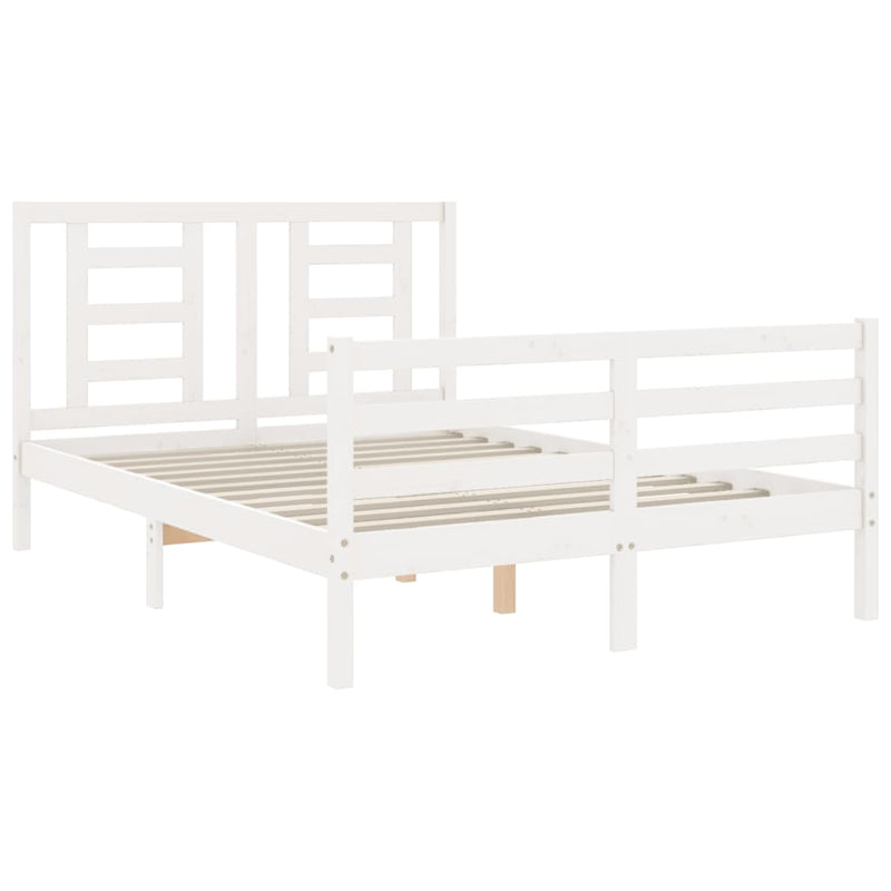 vidaXL fehér tömör fa ágykeret fejtámlával 120 x 200 cm