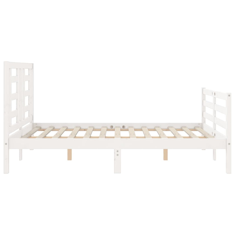 vidaXL fehér tömör fa ágykeret fejtámlával 120 x 200 cm