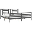 vidaXL szürke tömör fa ágykeret fejtámlával 200 x 200 cm