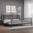 vidaXL szürke tömör fa ágykeret fejtámlával 200 x 200 cm