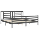 vidaXL szürke tömör fa ágykeret fejtámlával 200 x 200 cm