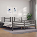 vidaXL szürke tömör fa ágykeret fejtámlával 200 x 200 cm