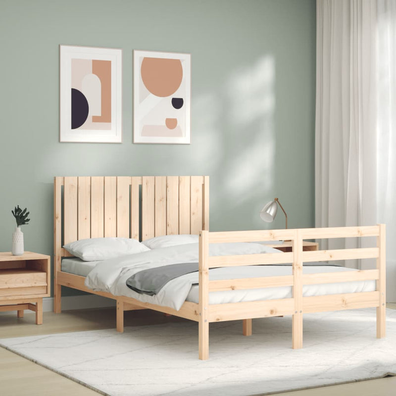 vidaXL tömör fa ágykeret fejtámlával Small Double