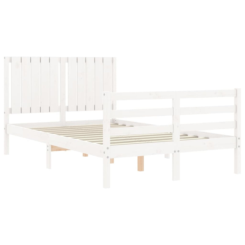 vidaXL fehér tömör fa ágykeret fejtámlával 120 x 200 cm