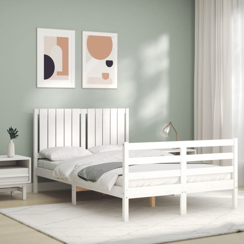 vidaXL fehér tömör fa ágykeret fejtámlával 120 x 200 cm