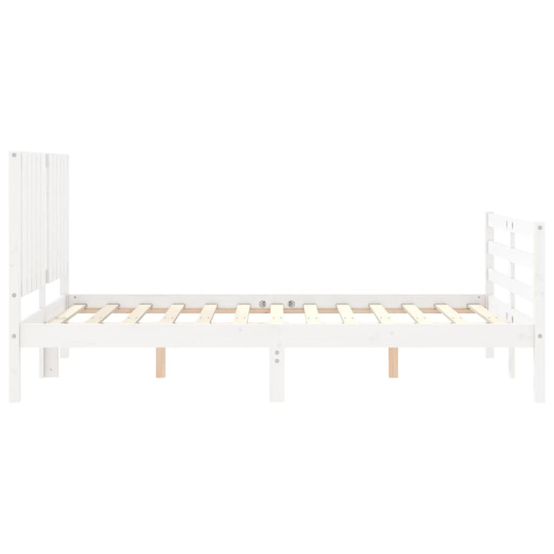 vidaXL fehér tömör fa ágykeret fejtámlával 120 x 200 cm