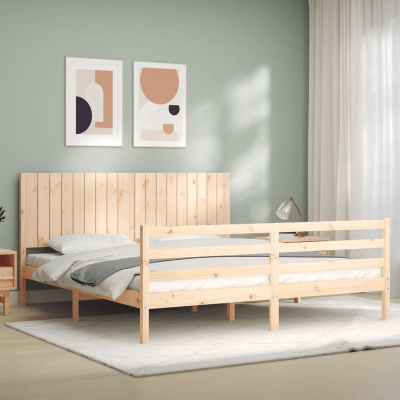 vidaXL tömör fa ágykeret fejtámlával Super King Size