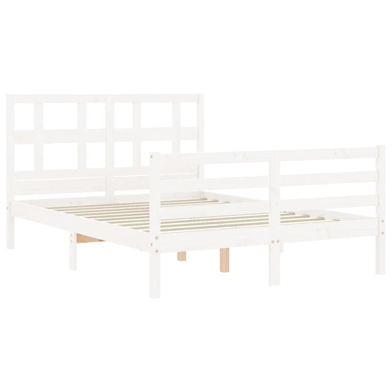 vidaXL fehér tömör fa ágykeret fejtámlával 120 x 200 cm