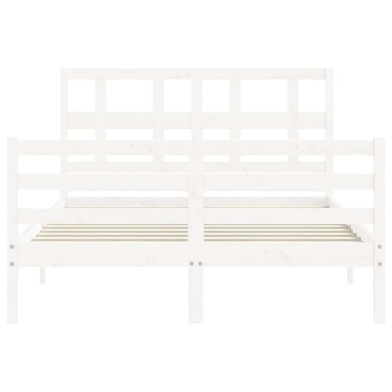 vidaXL fehér tömör fa ágykeret fejtámlával 120 x 200 cm