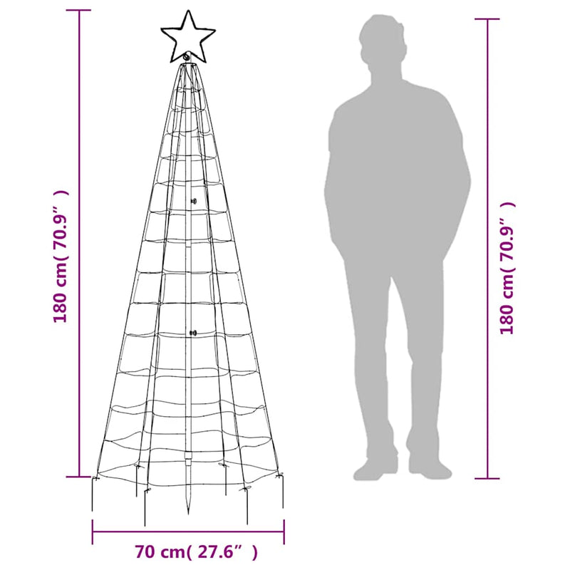 vidaXL színes LED karácsonyfa tüskékkel 220 LED 180 cm