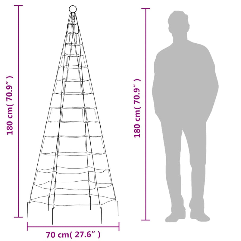 vidaXL meleg fehér LED karácsonyfa zászlórúdra 200 LED 180 cm