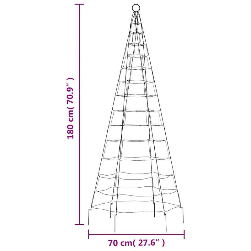 vidaXL meleg fehér karácsonyfa lámpa zászlórúdon 200 LED-del 180 cm