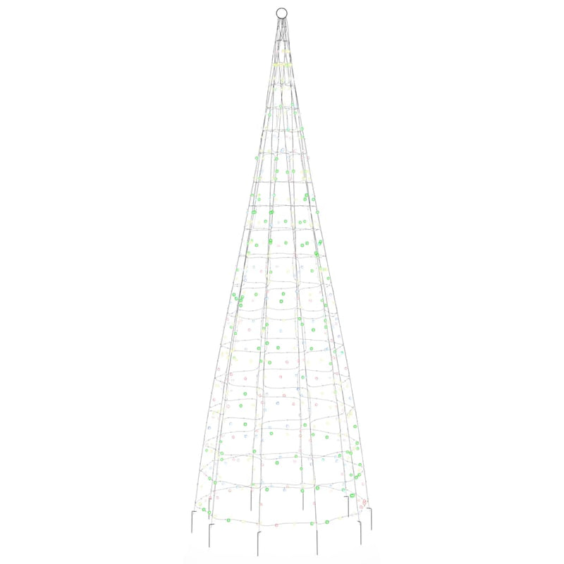 vidaXL színes karácsonyfa zászlórúdon 550 LED-del 300 cm