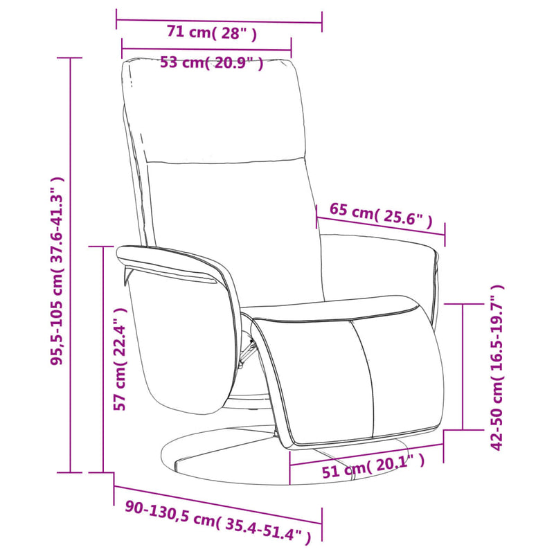 vidaXL krémszínű dönthető műbőr fotel lábzsámollyal