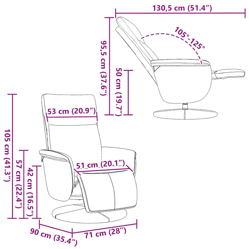 vidaXL fehér műbőr dönthető fotel lábtartóval