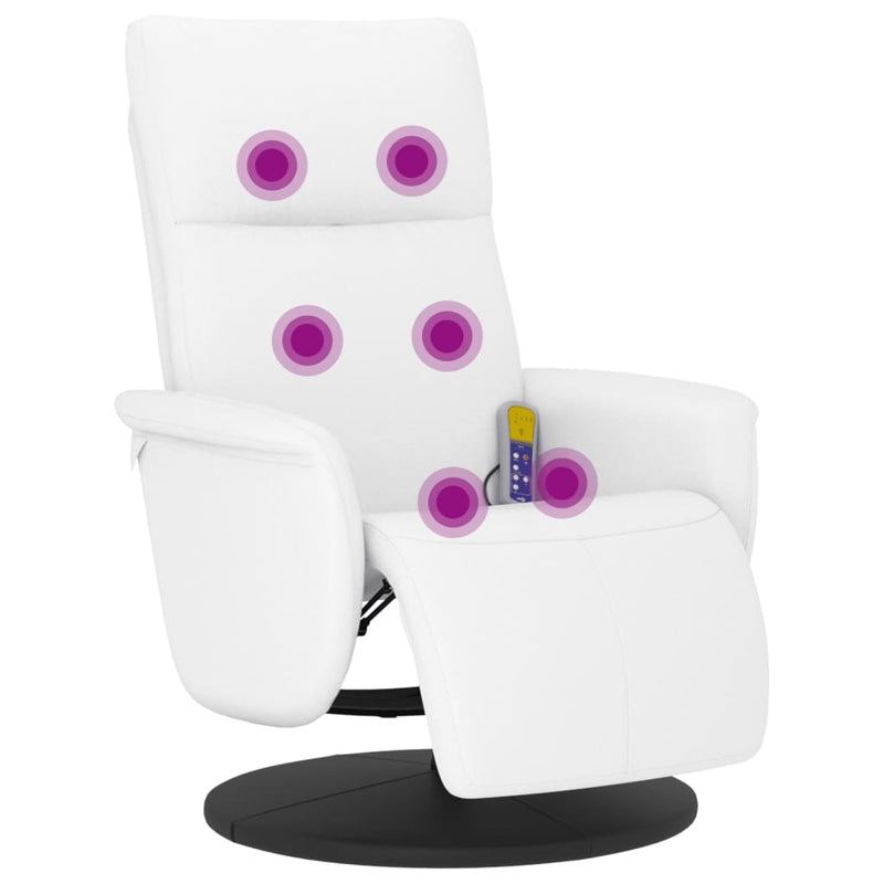 vidaXL fehér műbőr dönthető masszázsfotel lábtartóval