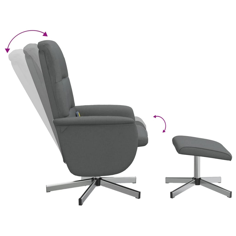 vidaXL sötétszürke szövet dönthető masszázsfotel lábtartóval