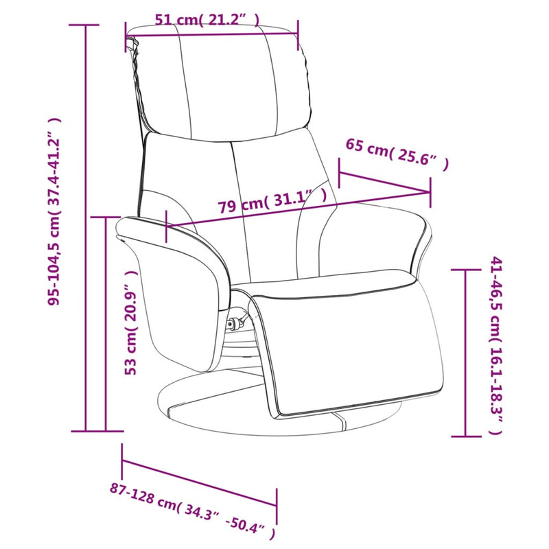 vidaXL szürke műbőr dönthető fotel lábtartóval