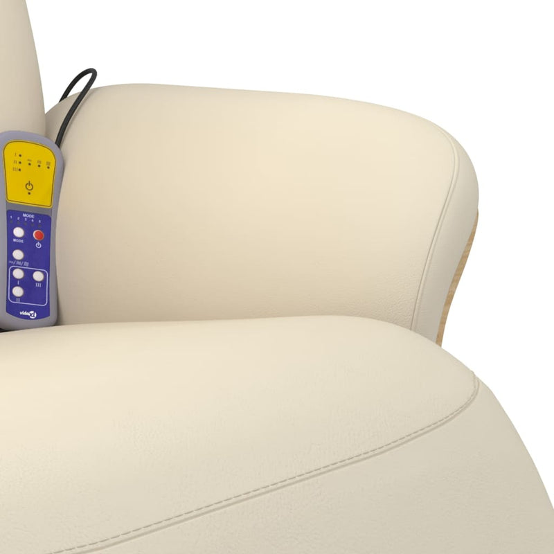 vidaXL krémszínű dönthető műbőr masszázsfotel lábzsámollyal