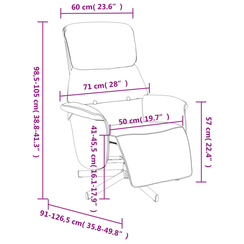 vidaXL kék szövet dönthető fotel lábtartóval