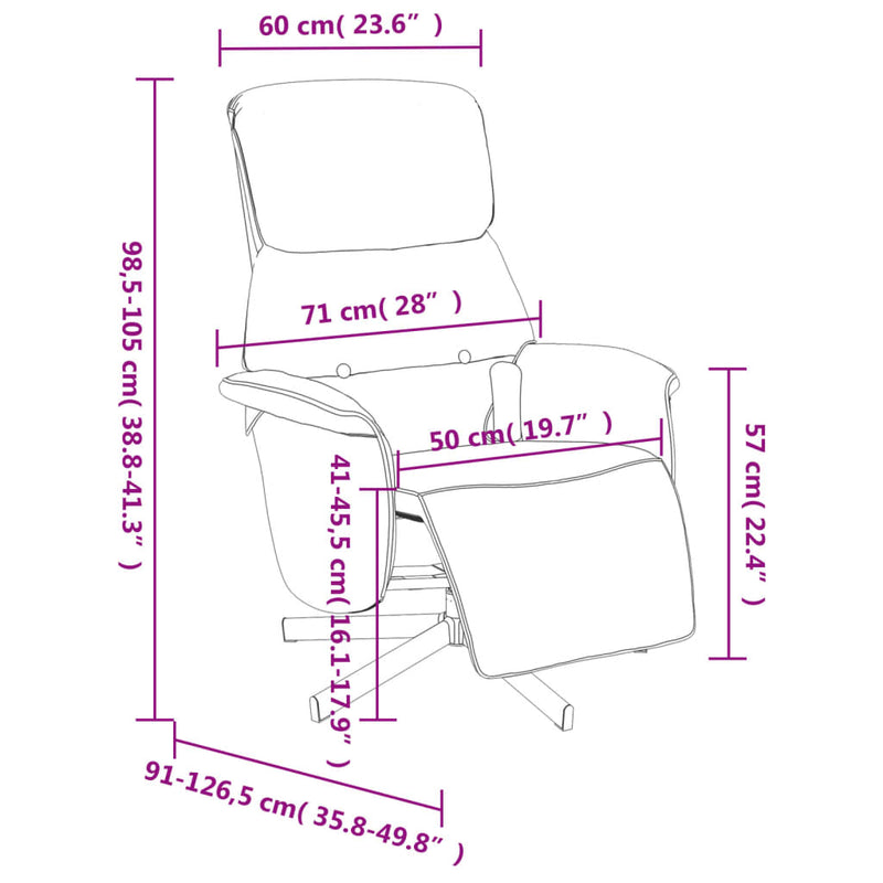 vidaXL krémszínű szövet dönthető masszázsfotel lábtartóval
