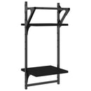 vidaXL 2 db 2 szintes fekete falipolc rúddal 30x25x65 cm