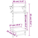 vidaXL 2 db 2 szintes fekete falipolc rúddal 30x25x65 cm