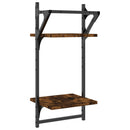 vidaXL 2 db 2 szintes füstös tölgy színű fali polc rúddal 30x25x65 cm