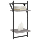 vidaXL 2 db 2 szintes szürke sonoma tölgy falipolc rúddal 30x25x65 cm