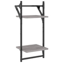 vidaXL 2 db 2 szintes szürke sonoma tölgy falipolc rúddal 30x25x65 cm