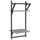 vidaXL 2 db 2 szintes szürke sonoma tölgy falipolc rúddal 30x25x65 cm