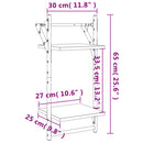 vidaXL 2 db 2 szintes szürke sonoma tölgy falipolc rúddal 30x25x65 cm