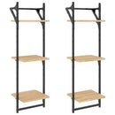 vidaXL 2 db 3 szintes sonoma tölgy színű falipolc rúddal 30x25x100 cm