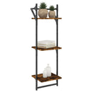 vidaXL 2 db 3 szintes füstös tölgy színű fali polc rúddal 30x25x100 cm