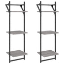 vidaXL 2 db 3 szintes szürke sonoma fali polc rúddal 30 x 25 x 100 cm