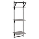 vidaXL 2 db 3 szintes szürke sonoma fali polc rúddal 30 x 25 x 100 cm