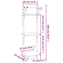 vidaXL 2 db 3 szintes szürke sonoma fali polc rúddal 30 x 25 x 100 cm