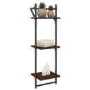 vidaXL 2 db 3 szintes barna tölgy színű fali polc rúddal 30x25x100 cm