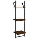 vidaXL 2 db 3 szintes barna tölgy színű fali polc rúddal 30x25x100 cm