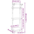 vidaXL 2 db 3 szintes barna tölgy színű fali polc rúddal 30x25x100 cm