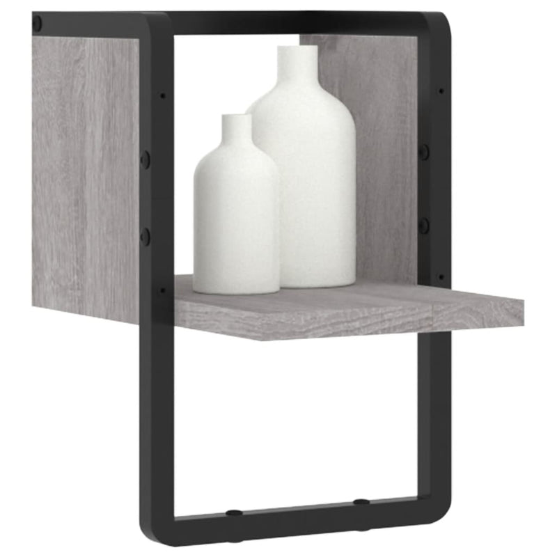 vidaXL szürke sonoma tölgy színű fali polc rúddal 20 x 25 x 30 cm