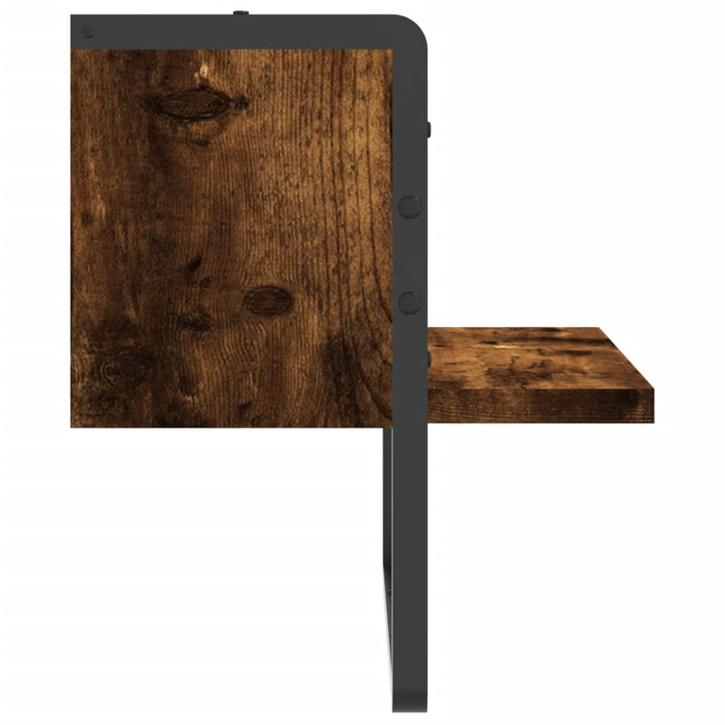 vidaXL füstös tölgy színű fali polc rúddal 30x25x30 cm